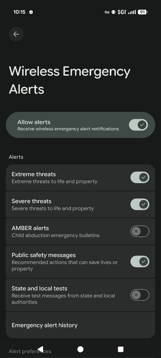 RealStillkill's tweet photo. @IDF_ted On Android: Settings > Safety and Emergency > Wireless Emergency Alerts https://t.co/tNikF6AAJr