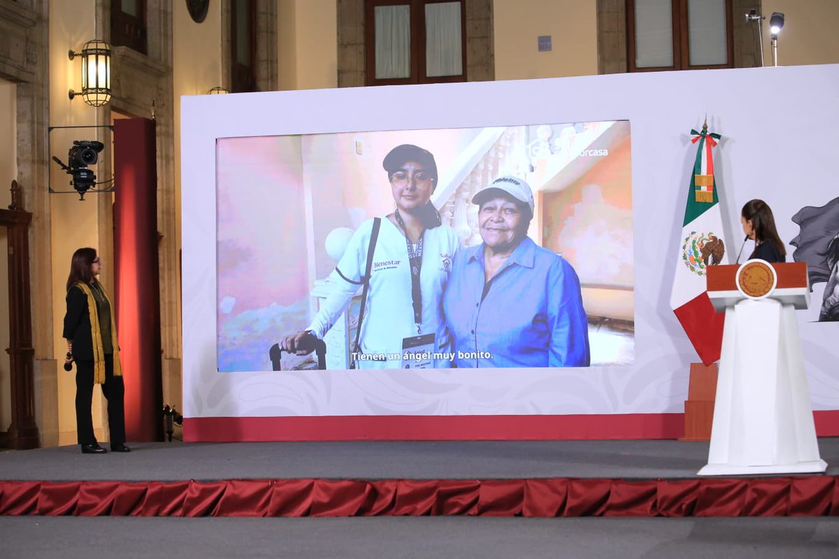 Letamaya's tweet photo. En la #MañaneraDelPueblo de nuestra presidenta @Claudiashein, informé junto al subsecretario de @bienestarmx, @Valencia_Guzman, los avances de #SaludCasaPorCasa.

A casi un año de su implementación, se han realizado más de 18 millones de visitas a personas adultas mayores y con discapacidad, gracias al trabajo de cerca de 20 mil servidores de la salud que recorren el país casa por casa para garantizar el derecho a la salud.