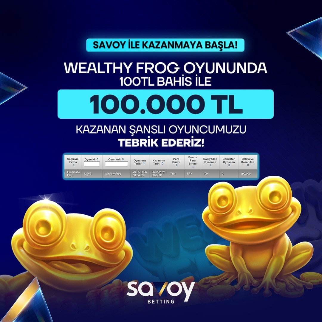 SavoyResmi's tweet photo. 👉 SAVOY GİRİŞ: https://t.co/J4pNu2P2cG

💰Savoybetting'te efsane kazançlar 

🐸 "Wealthy Frog" oyunu ile 1000X kazanç 

🏦 Savoy'da büyük kazan, sınırsız çek 💰

💰 Savoy Betting , Kazancın Adresi https://t.co/gNXFGlElHo