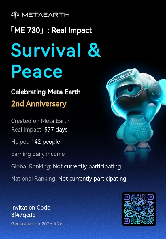AKMFANTI's tweet photo. 「ME 730」: Real Impact I’ve been building real impact on Meta Earth for 577 days and have helped 142 people earn daily unconditional basic income, Create your impact with us and win up ... Read more:
https://t.co/s3232eVjb7 https://t.co/N9CvaqkEvL