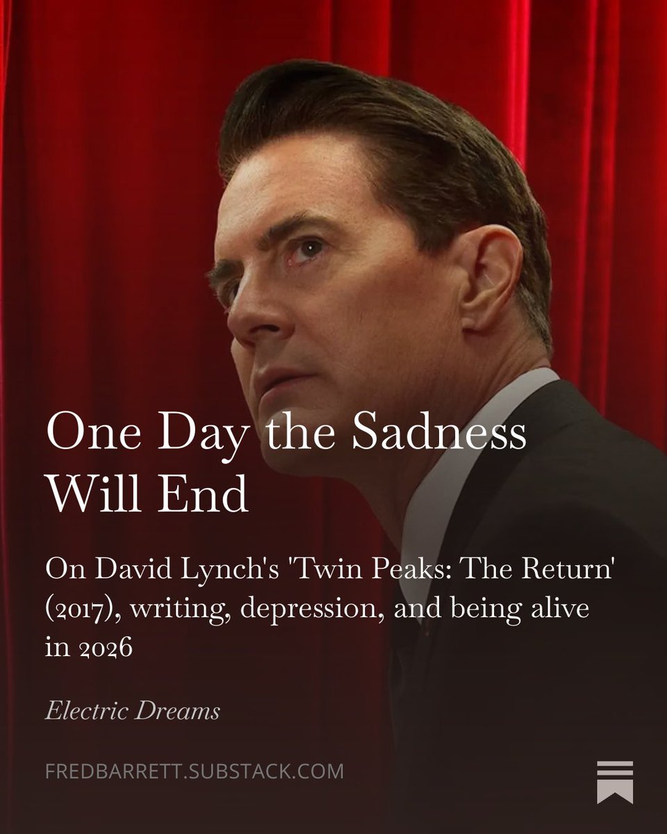 fred_beretta's tweet photo. I wrote about Twin Peaks, being depressed, returning to writing, and life in 2026. Link in bio and below. https://t.co/j8IwvFj4Nz