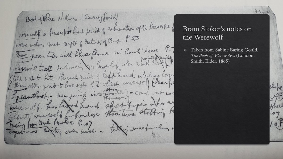 DrSamGeorge1's tweet photo. BRAM STOKER'S WEREWOLF NOTES  Bram Stoker spent 7 years researching #Dracula. During this time he wrote copious handwritten notes on the #werewolf, consulting Sabine-Baring Gould's The Book of #Werewolves, 1865. Werewolf literature played a huge part in creating Dracula, who can control wolves #WorldDraculaDay