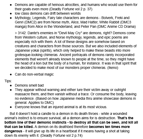 daily_nero4's tweet photo. /Since people want true Devil May Cry Demonology research and never research despite everything is in various DMC medias.

And thought that I'm lying well... Here's proof that you want. My own research doc from various medias that I gathered https://t.co/mzDtWPywrh