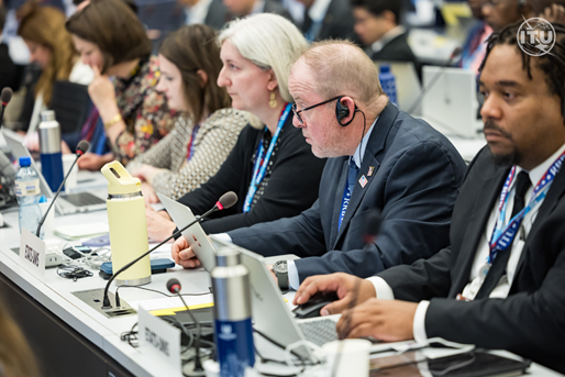 State_IO's tweet photo. The U.S. delegation was proud to represent the American people at the @ITU Council. As a long-standing, committed member of the organization, strong U.S. leadership is critical to driving practical reforms for a more transparent, efficient ITU focused on digital growth, strengthening relationships with our allies, and driving new innovation.

(Photo credit: ITU)