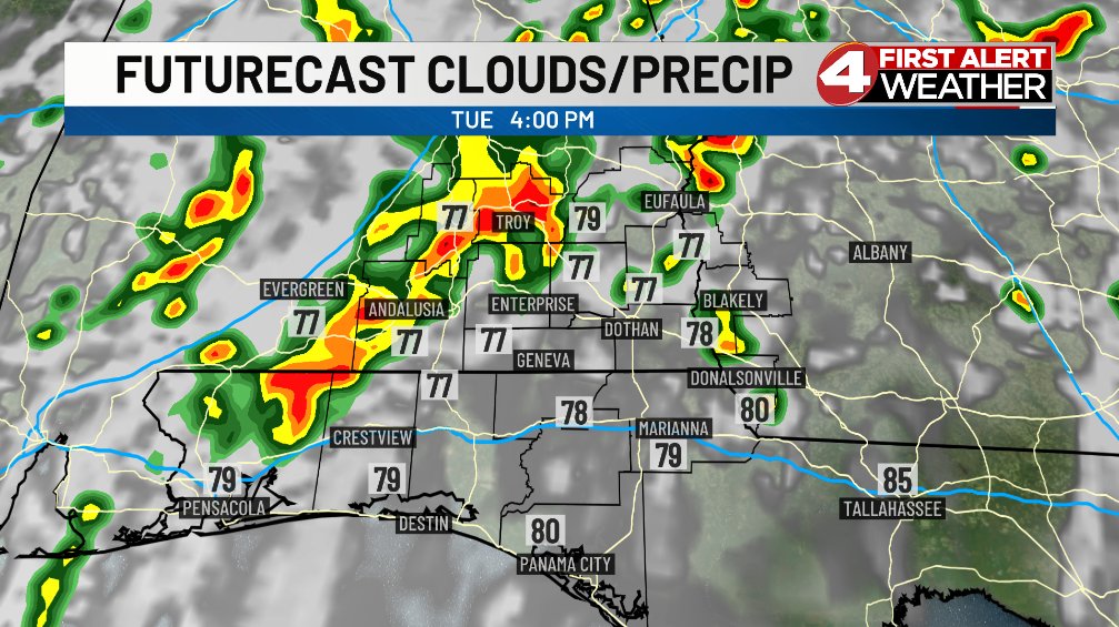 ZackWebWx's tweet photo. Isolated to scattered showers and thunderstorms developing through the middle of the day become more numerous later this afternoon and into the evening.

Heavy rain on top of already saturated soils could cause some isolated areas of flooding through late tonight. https://t.co/96LhpbNh7T
