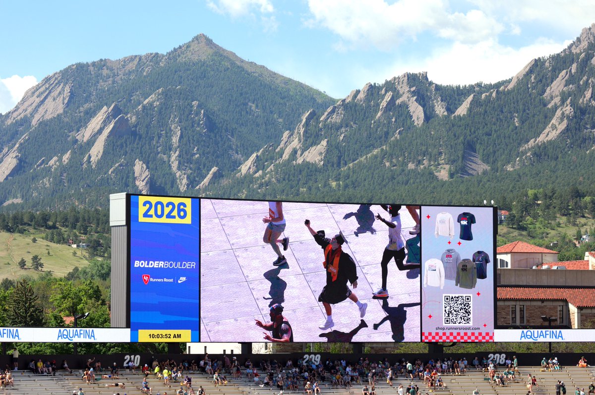 CUBoulder's tweet photo. The @bolderboulder, the third largest race in the U.S. and the largest 10K in the world, welcomed more than 53,000 participants to Boulder this #MemorialDay.
 
Folsom Field served as the finish line, where a flyover and tribute to Ellison Onizuka took place. https://t.co/b4VjEWiwHO