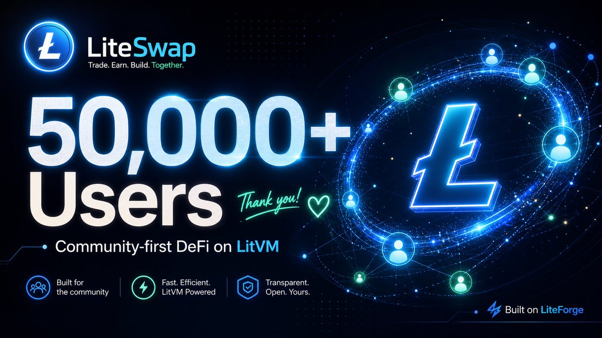 LiteSwapLTC's tweet photo. 🚨🚨Major Milestone Achieved 🚨🚨

50,000+ users on LiteSwap.

Built for the @LitecoinVM / LiteForge community from day one: simple swaps, cleaner markets, better discovery, and a DEX that keeps improving with every wallet, every trade, and every piece of feedback.

Appreciate everyone who’s been testing, trading, and helping shape this.

LiteSwap is just getting started.
https://t.co/XBmgXot0Dq