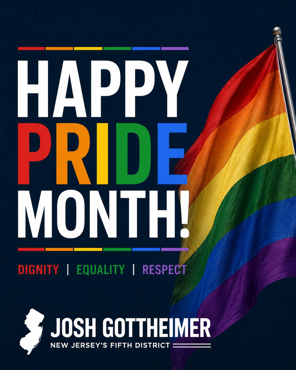 RepJoshG's tweet photo. Freedom is a Jersey value, and that means every member of our LGBTQ+ community deserves to live openly and safely, without fear of hate or discrimination.

As a member of the Equality Caucus, this Pride Month and every month, I’m working with @EqualityCaucus to stand for freedom LGBTQ+ rights.