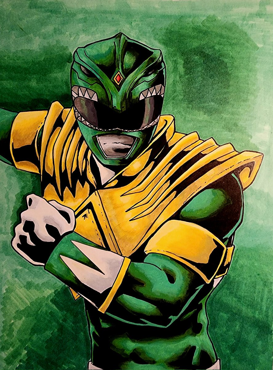 Smith26Mark's tweet photo. Green ranger with acrylic markers! https://t.co/ZSozyUAQUH