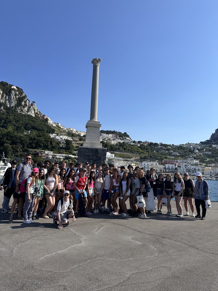 CDSHumanities's tweet photo. Day Two of Geography trip to Naples saw us have an amazing day visiting the island of Capri! A laser boat tour of the caves and tour of island on narrow roads in little blue buses! Despite heat and crowds everyone has enjoyed the great experience! Collins with a swim at the end https://t.co/O6yXJHelE3