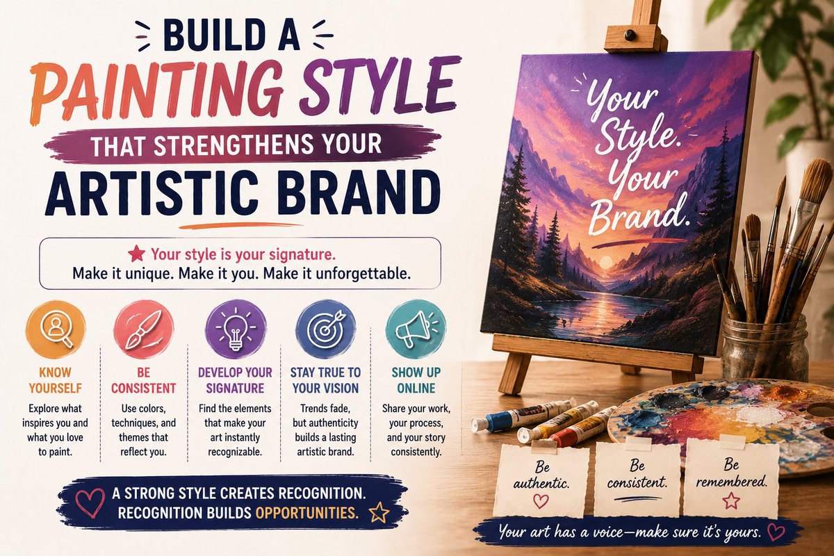 PaintworksMag's tweet photo. Your painting style is more than art — it’s your identity 🎨

The more recognizable your style becomes, the stronger your artistic brand grows.

#PaintingTips #ArtistBrand #CreativeJourney #ArtStyle #ArtistsOnX #PaintingInspiration #VisualArtist #CreativeProcess https://t.co/f5HzeXFBMQ