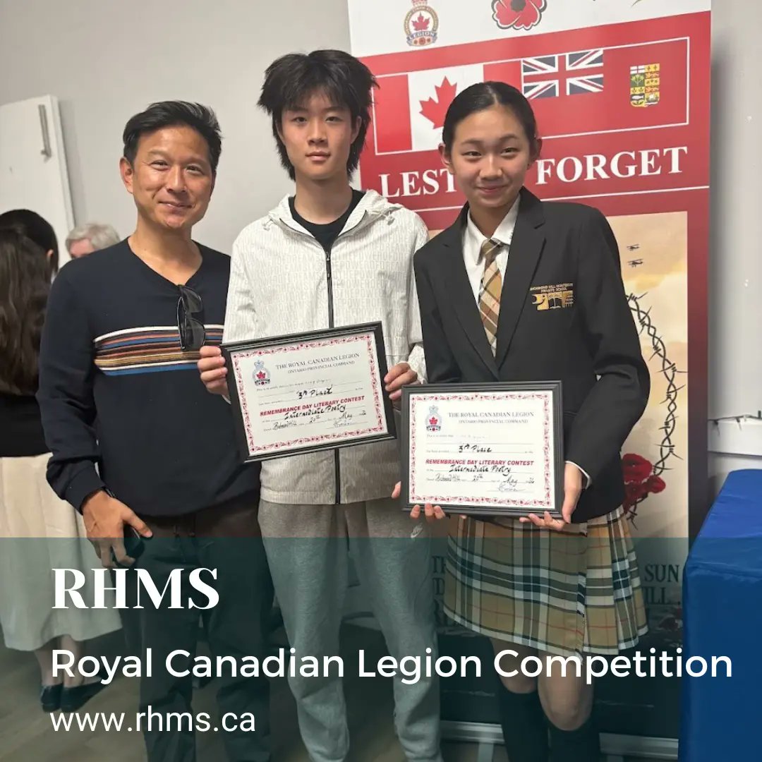 rhmsca's tweet photo. RHMS students participated in the Royal Canadian Legion’s National Youth Remembrance Day Competition.  Students attended an awards reception at the Royal Canadian Legion in Richmond Hill to recognize their outstanding achievements. Elementary students submitted creative entries in both the Poster and Literary categories, demonstrating their understanding of the sacrifices made by Canadian veterans. 

We are pleased to congratulate our talented students.  RHMS students earned both First and Second Place in the poster categories and third place in the literary category. In addition, students advanced to the Zone level, where they achieved Second Place recognition in the poster category.   We are incredibly proud of all participants for representing RHMS with excellence and for helping keep the spirit of remembrance alive within our community.  #RHMS #richmondhill #elementary #montessori #privateschool #royalcanadianlegion #posterdesign #poetry #competition #spirit #community #remembranceday