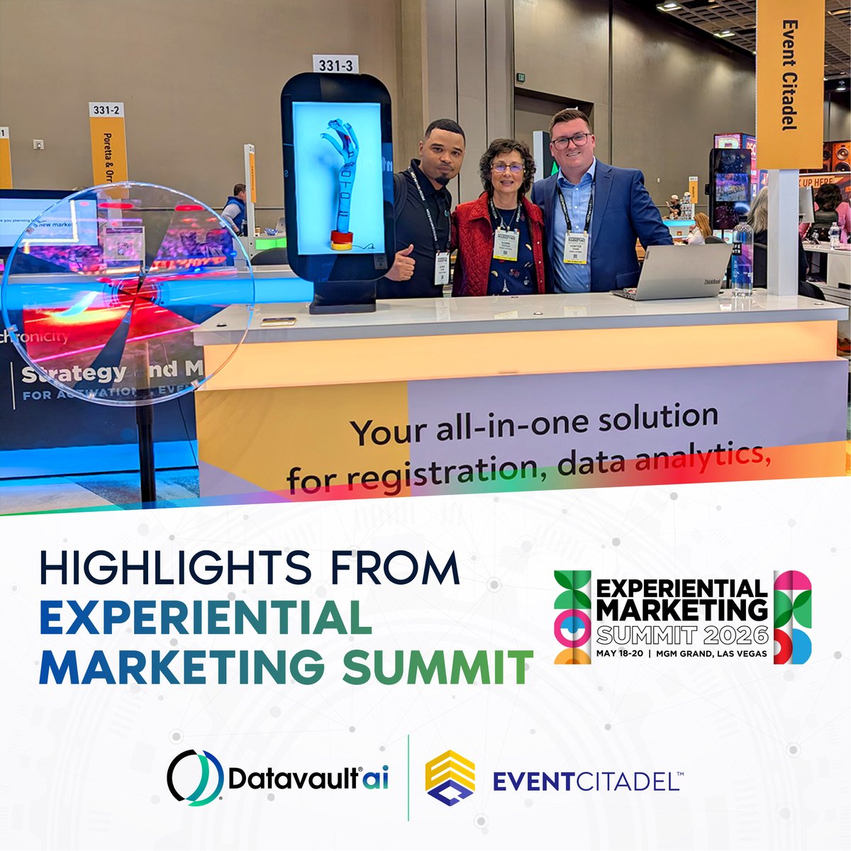 Datavault_ai's tweet photo. Last week, @EventCitadel attended the #ExperientialMarketingSummit at MGM in Las Vegas.
Well done to all every team member who represented us on the floor and made the event a success! 🌟
#EventCitadel #DatavaultAI #AI #EventRegistration #EventTicketing #EventData #DataAnalytics
#ExperientialMarketing