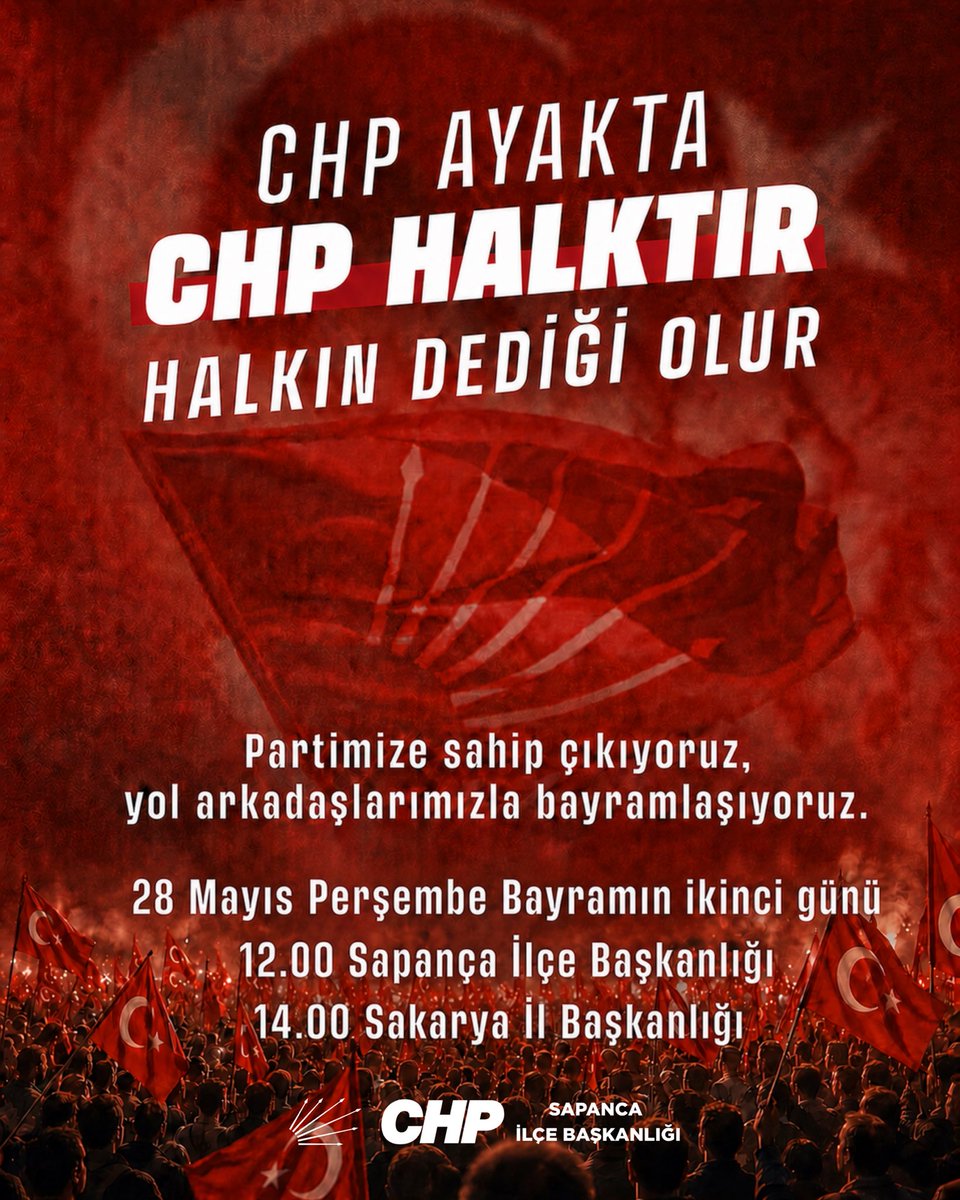 ozgursapanca's tweet photo. Partimize sahip çıkıyoruz, yol arkadaşlarımızla bayramlaşıyoruz.

28 Mayıs Perşembe Bayramın İkinci Günü
12.00 Sapanca İlçe Başkanlığı
14.00 Sakarya İl Başkanlığı https://t.co/dj24t9vKqV