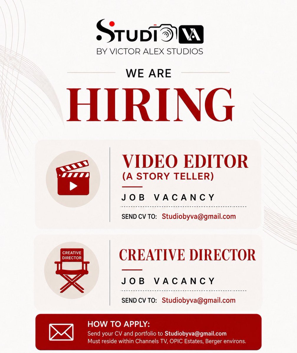 Hiring! - Video Editor - Creative Director See Flyer for More Details ...