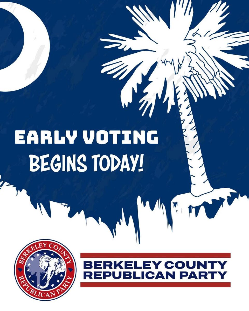 BerkeleyCoSCgop's tweet photo. Who’s ready to vote?! Today is the first day of Early Voting and our comprehensive 2026 Voter Guide has you covered! 

Visit https://t.co/PnfGq8pZSg to learn about the candidates, find your nearest voting site, and make your plan to VOTE!🇺🇸🗳️ https://t.co/LFE2coKl3C