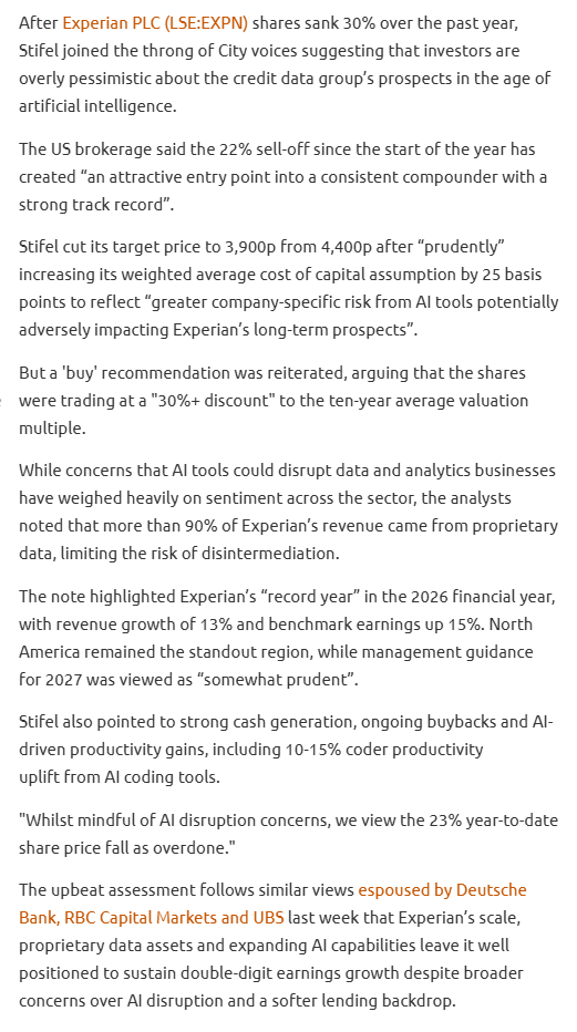 entrustTMF's tweet photo. #EXPN Experian wins backing from another City analyst over AI disruption fears

https://t.co/qrE2WI3Y28 https://t.co/75c1yWuFmW