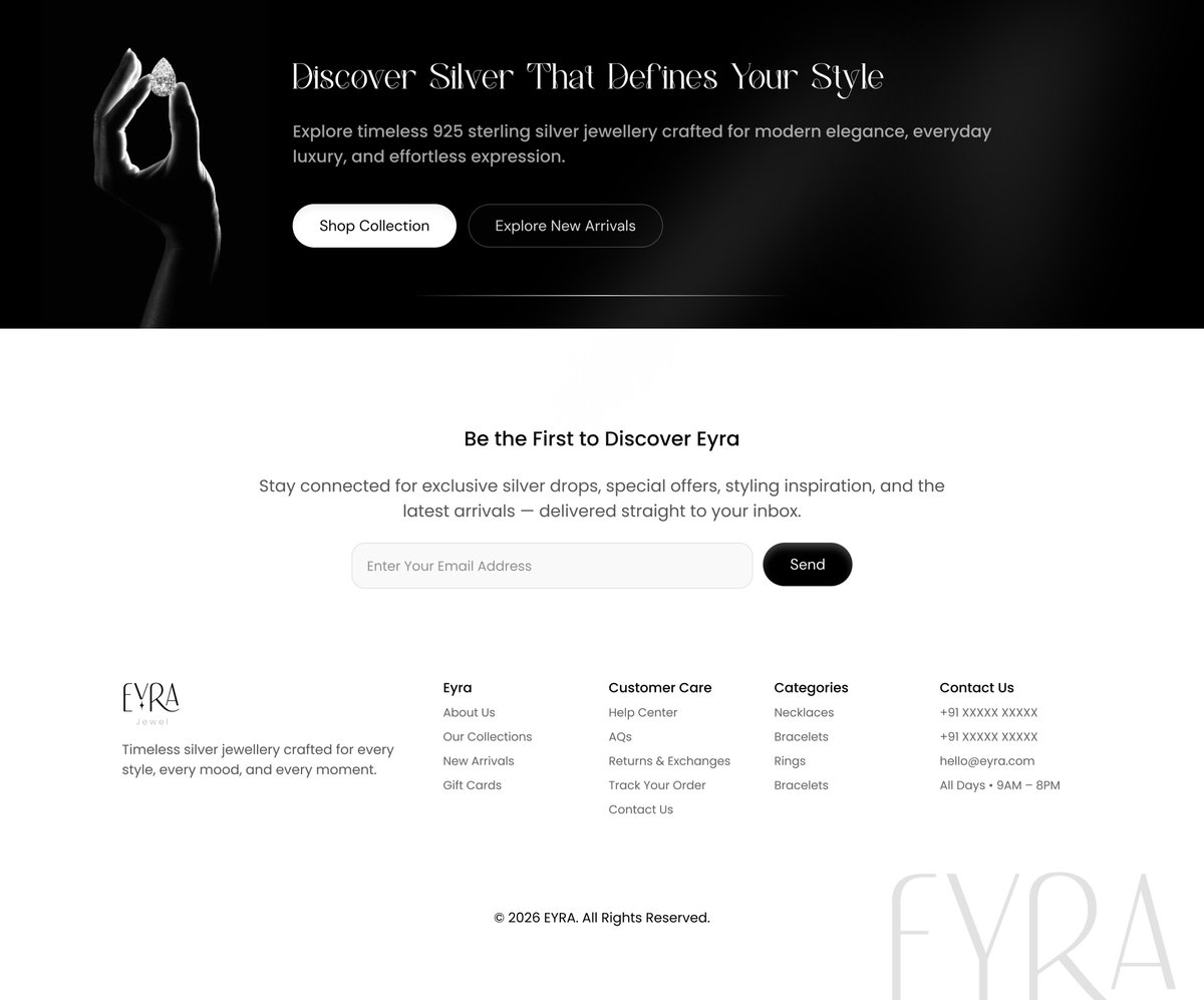 angexis0's tweet photo. Designed this footer for Eyra today. Thoughts?  

#logodesign #brandidentity #branding #logoprocess #logoinspiration
#graphicdesign #designprocess #figmadesign https://t.co/YqriNn3zCS
