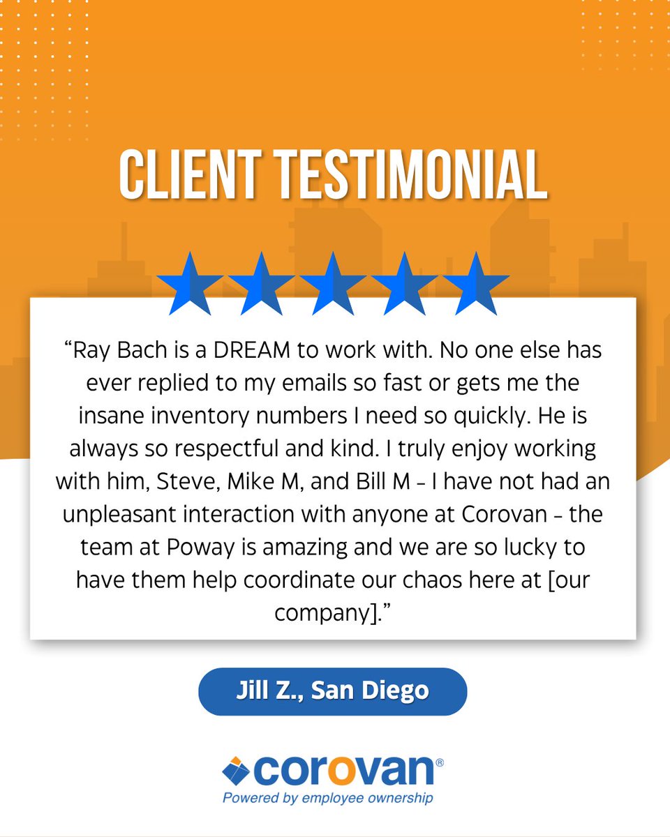 CorovanMoves's tweet photo. Strong partnerships are built on responsiveness, teamwork, and trust. We’re proud of the Poway team for delivering exceptional support and helping our clients navigate even the most complex projects with confidence. #CustomerService #Teamwork #Corovan 
https://t.co/NFLQcAzziQ https://t.co/W4ZaVHd0j7