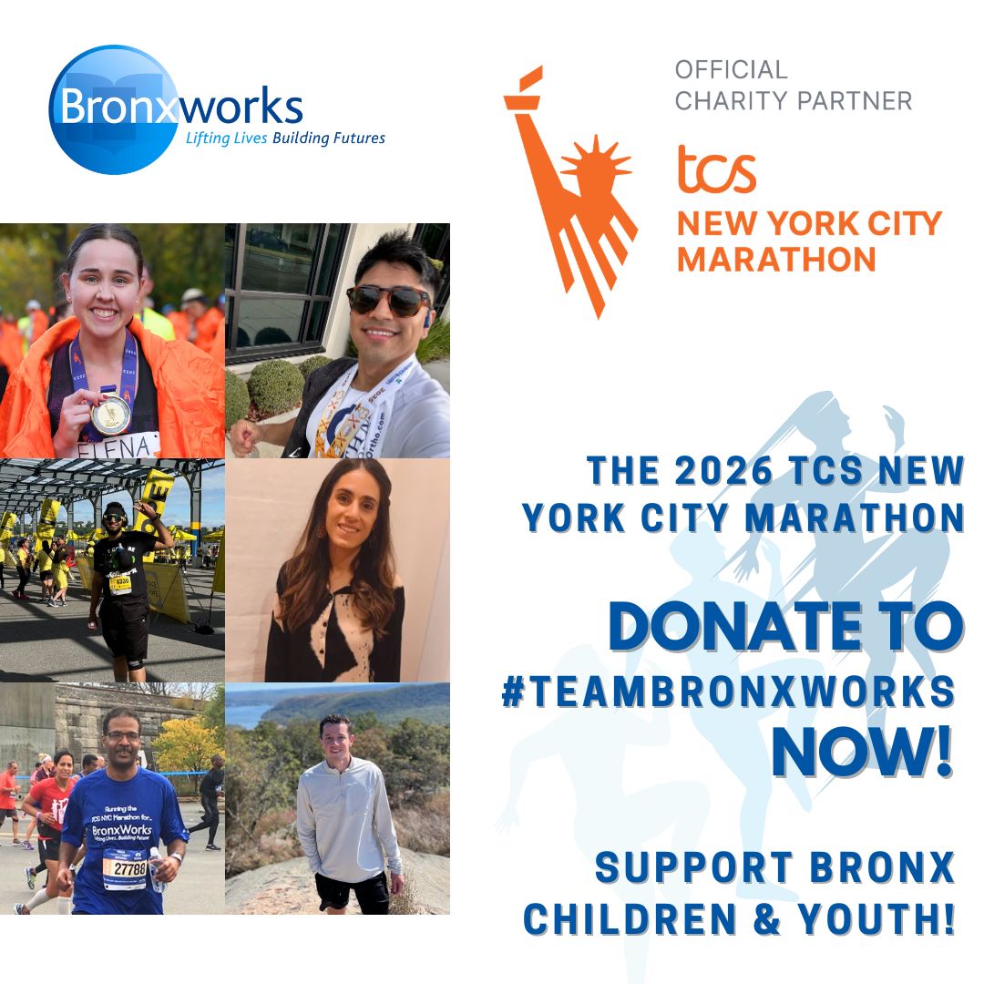 BronxWorks's tweet photo. The 2025 TCS New York City Marathon is Sunday, November 1! Support #TeamBronxWorks as they raise money for BronxWorks Children &amp; Youth Programs. Meet our runners and donate today at the Marathon link in our linktree. #TCSNYCMarathon https://t.co/Unhw7Vv0JJ