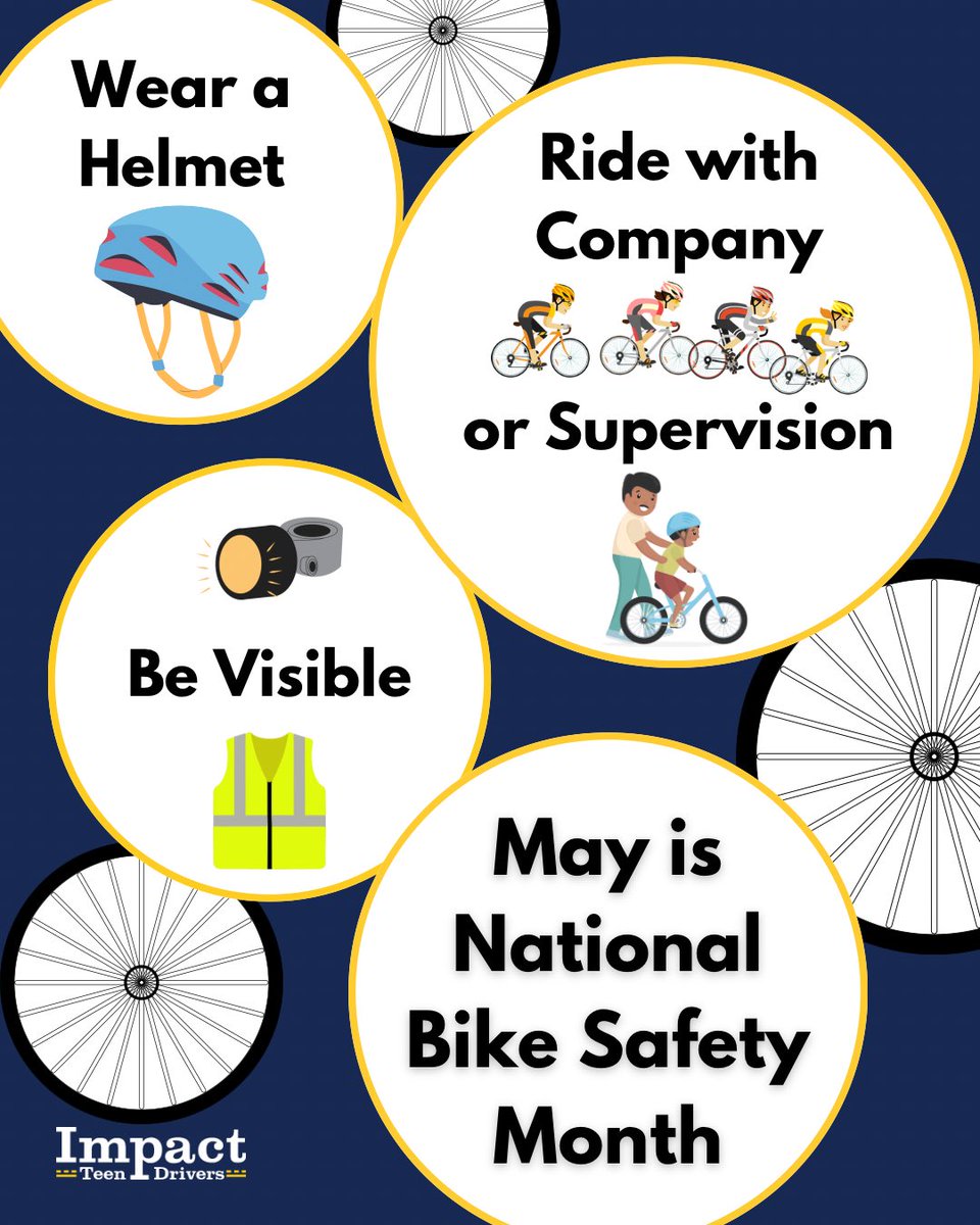 whatslethal's tweet photo. Three tips for bicycle safety! May is National Bike Safety Month.

🚴 Wear a helmet
🚴‍♀️ Ride with company or supervision
🚴‍♂️ Be visible 

#BikeSafetyMonth #RideSafe #BicycleSafety https://t.co/t5x4dAveeN