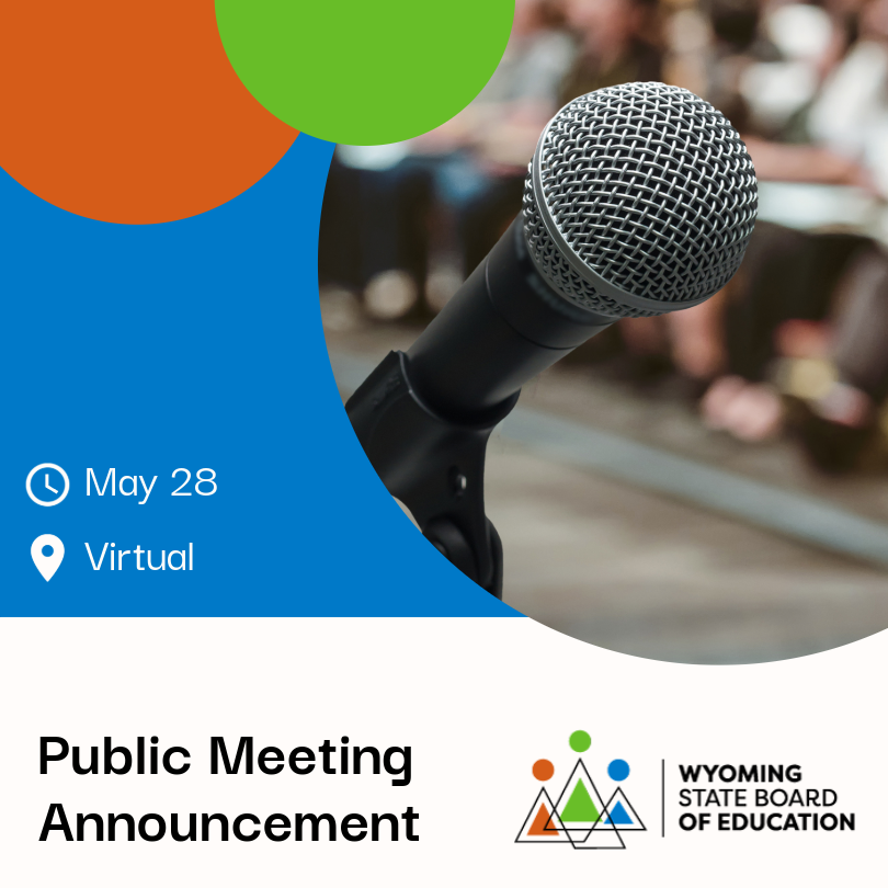 WYStateBoardEd's tweet photo. The #WySBE will meet in-person to hold its next meeting at 9 a.m. on May 28. The public can register in advance to attend virtually. Learn more: 
https://t.co/i0VNclZAt9

#WyoEdChat #WyomingEducation https://t.co/IpfJY3q5AK