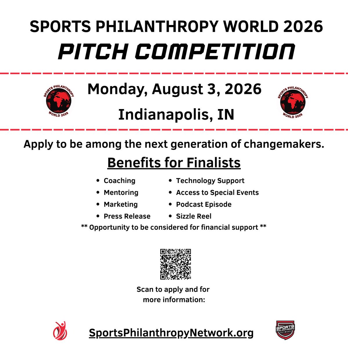 SportsPhilanNet's tweet photo. Love seeing applications coming in for our Sports Philanthropy Network Pitch Competition which will be held as part of the Sports Philanthropy World Conference in Indianapolis, August 3rd to 5th.

Do you know nonprofits that have developed a great model which is scalable and are seeking to pitch their organization to a high-level panel of judges?

Take a look at the details here and encourage your favorite organization to apply!

https://t.co/gHQdv0ZUft
*Application form is available on this page

#SportsPhilanthropyNetwork
#sportsphilanthropyworld
#Philanthropy
#SportsPhilanthropy
#funding
#PitchCompetition