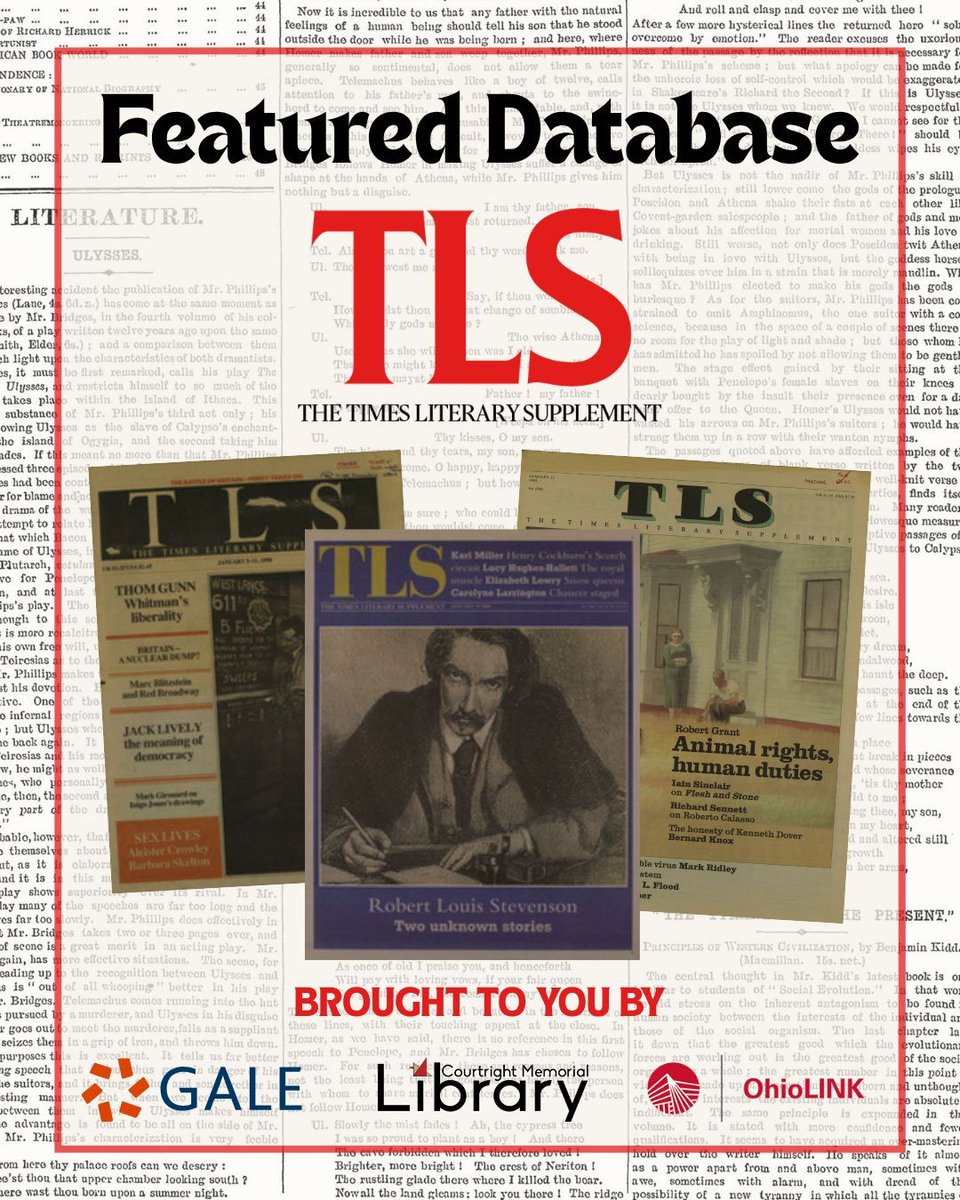CourtrightLib's tweet photo. Did you know that you can now access the Times Literary Supplement Archive with your Courtright Memorial Library account? It's a great database resource for many areas of research. Be sure to check it out and let us know what you find! https://t.co/Av38QstzrK