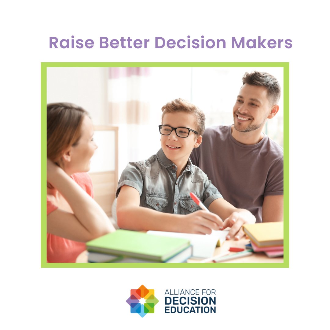 AllDecisionEd's tweet photo. Our free decision-making workbook helps your family work through decisions, big and small, together. 

Find practical tools to help all family members think through options, consider outcomes, and become overall better decision makers.

Download our free family workbook “Raising Better Decision Makers” today!

https://t.co/W0qT6UjCKV