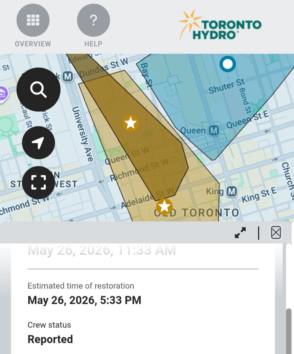 AndrewW_OnLine's tweet photo. @TorontoHydro @HydroOne Estimated time of restoration, 5:33pm
Looks like a surprise day off! https://t.co/c3J96ppUiO
