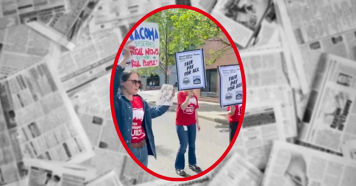 TheStandWA's tweet photo. .@idwanewsguilds Journalists &amp; photographers at five NW McClatchy newspapers are on strike today taking action against the company’s unfair labor practices. Workers are urging supporters to respect their digital picket line and refuse to click newspaper links during the strike. https://t.co/BW3tXDi6PV