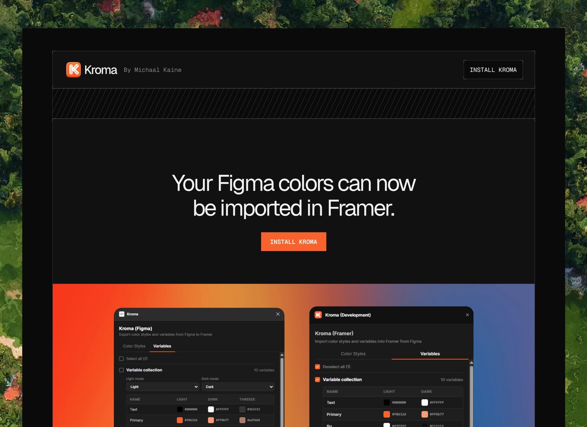 kainemichaell's tweet photo. While waiting for @figma to approve the first part of Kroma, I'm currently working on the landing page. https://t.co/oUbN2GNVHq