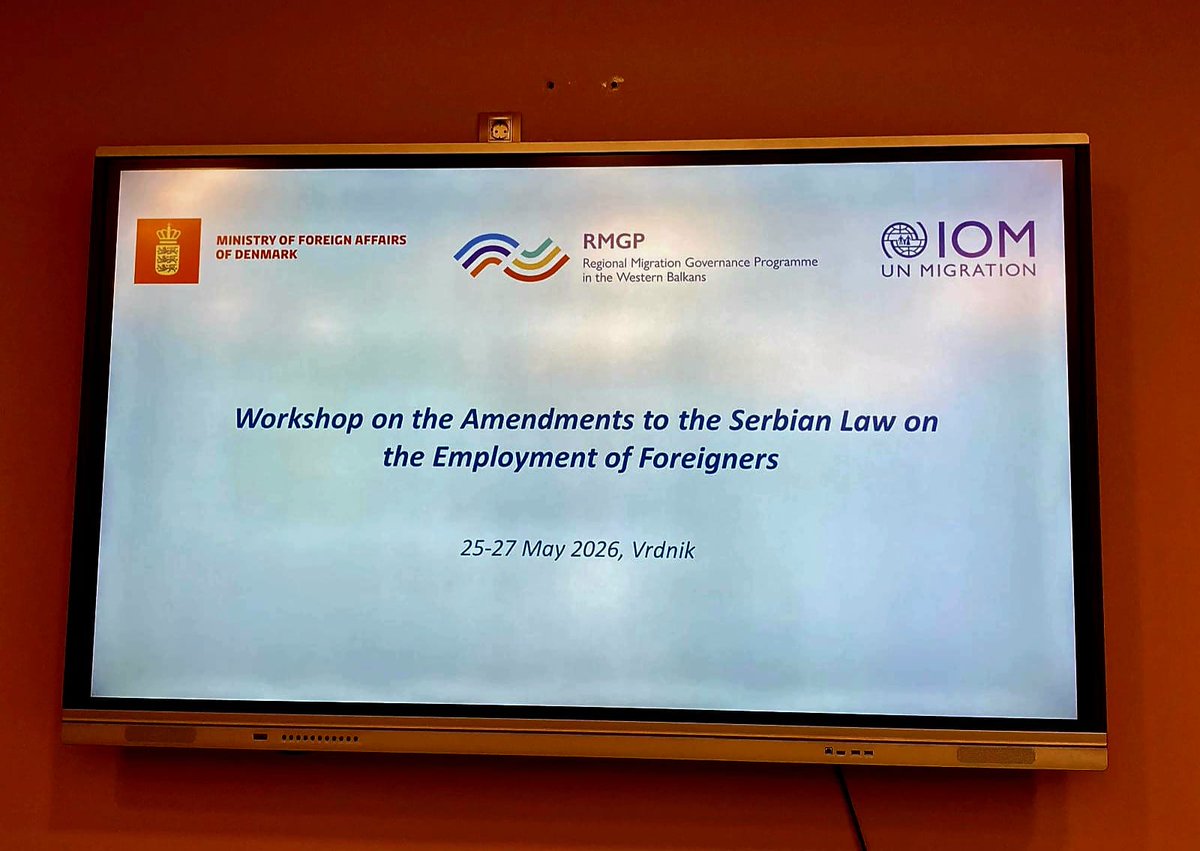 IOMSerbia's tweet photo. Strengthening the legislative framework in the field of #labourmigration, aligning with EU standards, and enhancing the protection of foreign workers in Serbia. ⚖️🇪🇺🛡️
Drafting the Amendments to the Law on Employment of Foreigners is underway, supported by the @DanishMFA 🤝🇩🇰 https://t.co/6rl9eovLxE