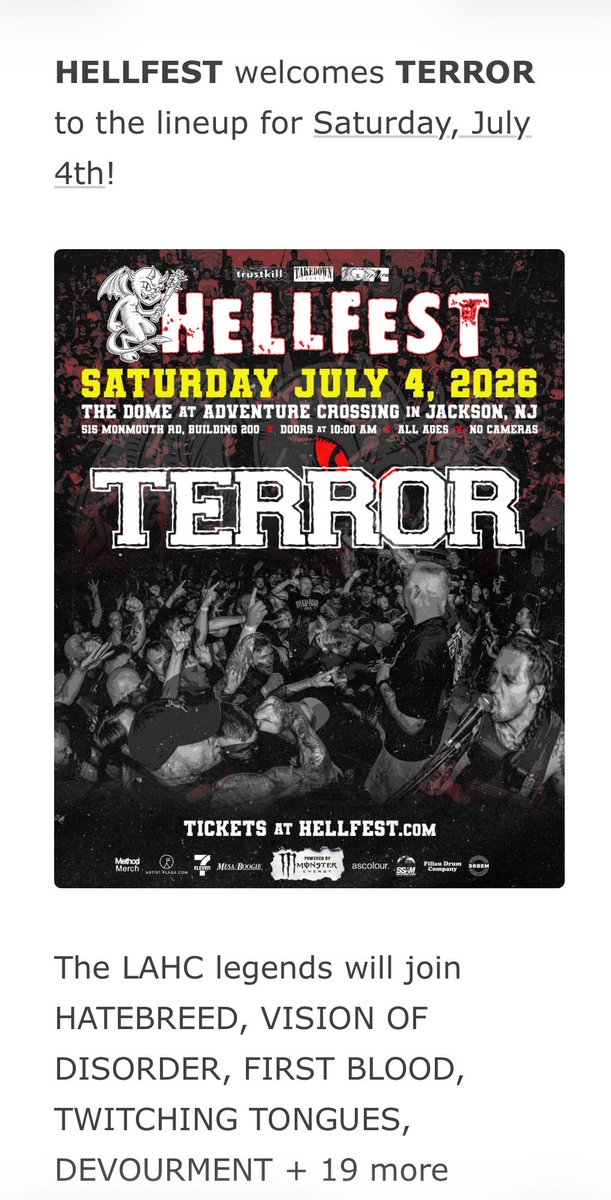Doubt_Evrything's tweet photo. TERROR added to Fourth of July Hellfest?!?!?! WITH HATEBREED. holy hell. https://t.co/qdLjch9dL0