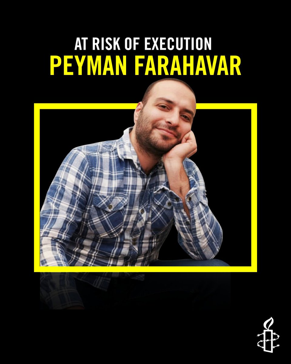 AmnestyIran's tweet photo. Peyman (Amin) Farahavar is under sentence of death &amp; at grave risk of execution in Iran following an unfair trial in relation to his real or perceived links with banned opposition groups. Amid rising arbitrary executions, urgent diplomatic action is needed to halt executions. 1/2 https://t.co/Z6t5zmAu8s