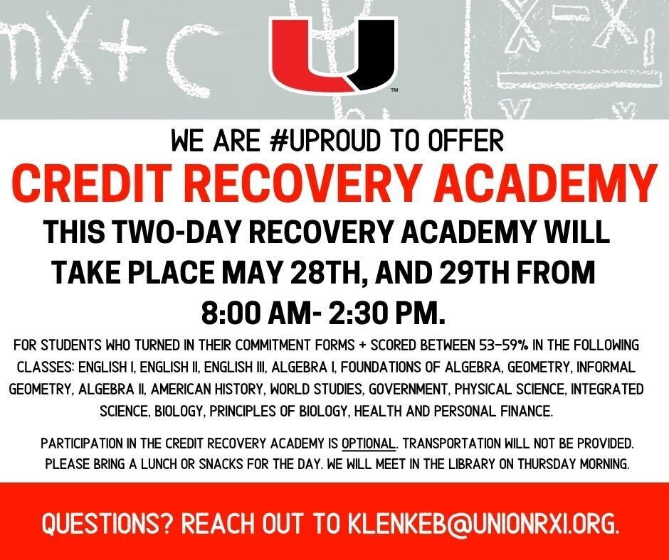 UnionHighCats's tweet photo. Credit Recovery Academy https://t.co/OiHYp3QFcX