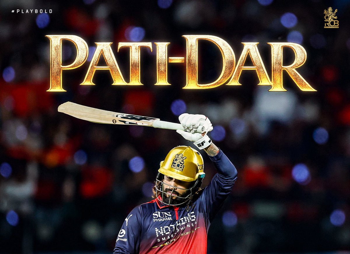 Prithvithakurji's tweet photo. His name may mean Silver… but tonight Rajat Patidar delivered pure gold for RCB ❤️ 🥇🔥 https://t.co/xls1xzlmAJ