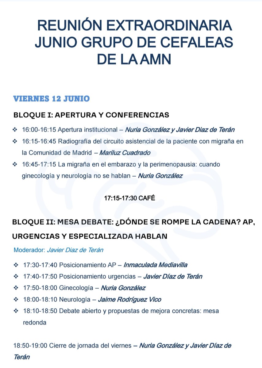 AMNneuromadrid's tweet photo. No te pierdas la próxima reunión del grupo de Cefaleas en el Parador de Segovia los próximos 12 y 13 de junio 🧠 https://t.co/LG4hr3MnZ4