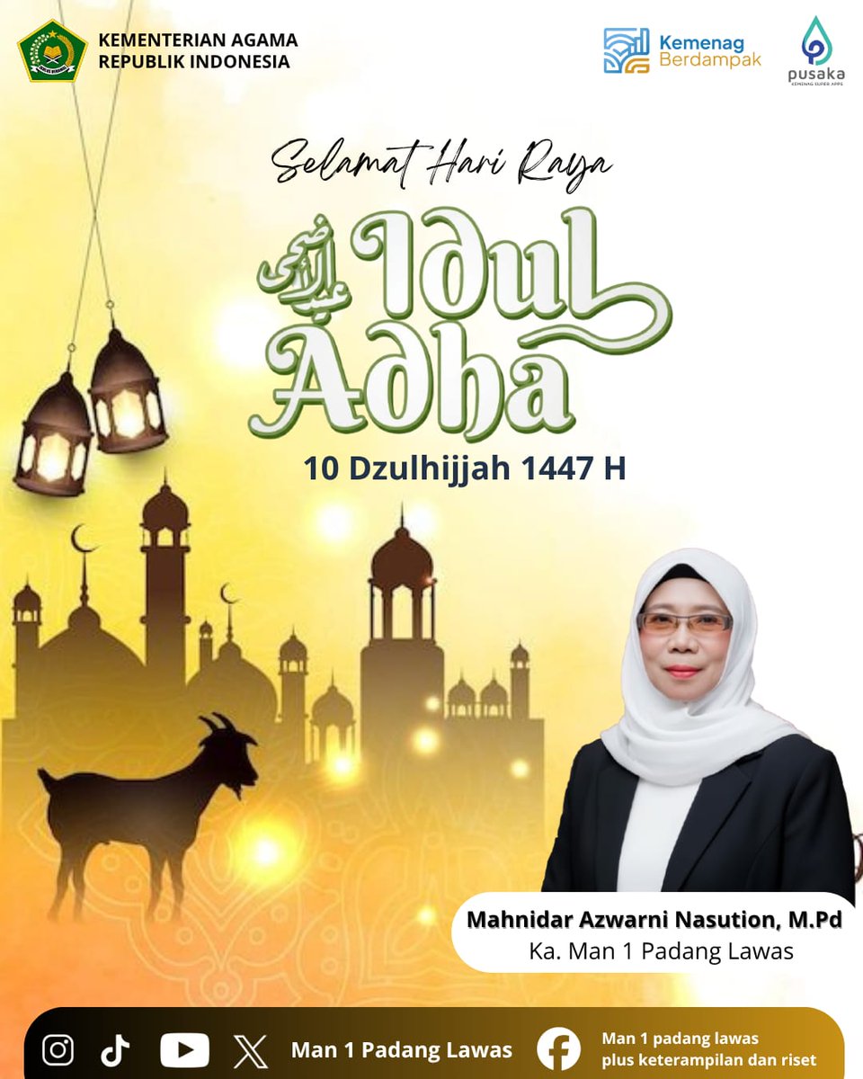 Man1Palas's tweet photo. SELAMAT HARI RAYA IDUL ADHA 1447 H

#Madrasah
#Kemenag
#man1palas
#iduladha https://t.co/vrExAHHPm1