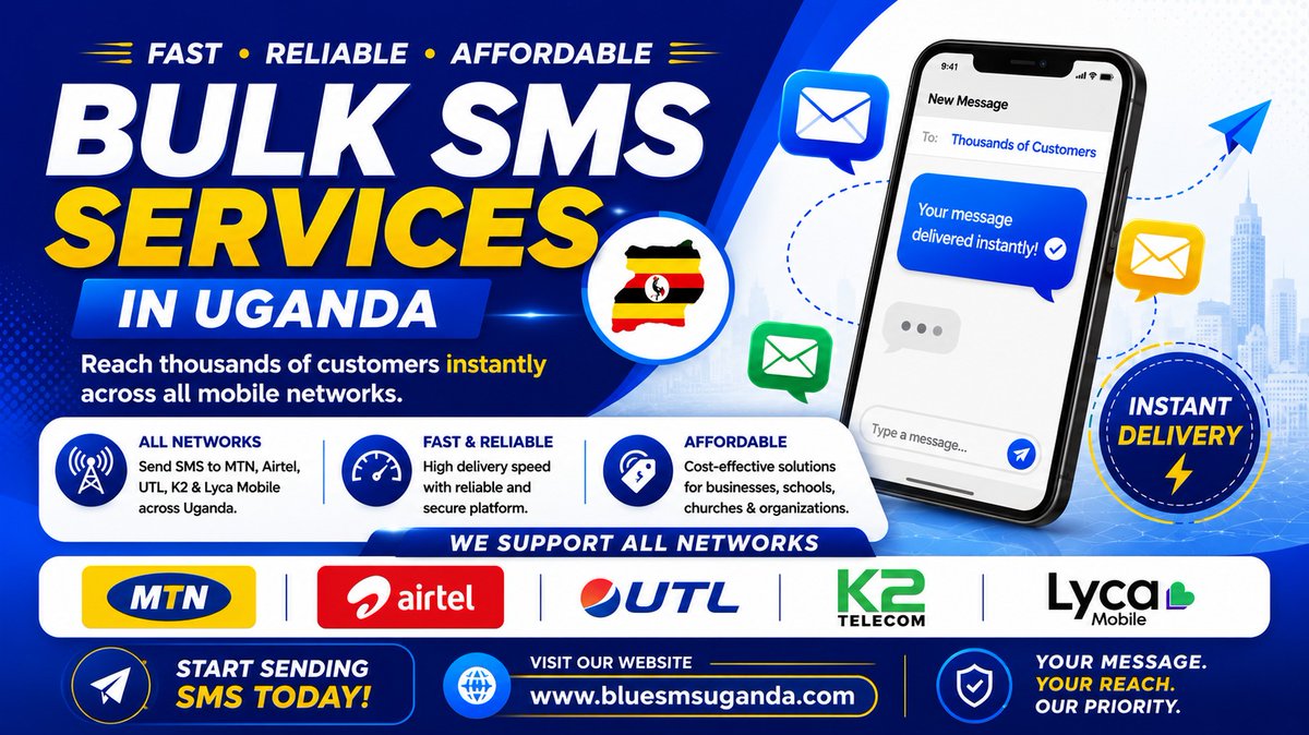 AllianceTechSo1's tweet photo. Reach your customers in seconds 
Send Bulk SMS to ALL networks in Uganda.