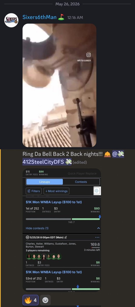 SteelCityDFS's tweet photo. 🖤💛STEELCITYDFS LOVE WNBA💛🖤
🏆4TH TIME IN 7 DAYS W/ A TAKEDOWN🏆

we got #fanduel covered for you✅️
@millertime0624 has #draftkings covered exclusively✅️

shoot @AJG_DFS or @winsanitydfs a DM for an invite to the hottest #dfs discord today

#dfslineups #free #nba #mlb https://t.co/74EdmijUwO
