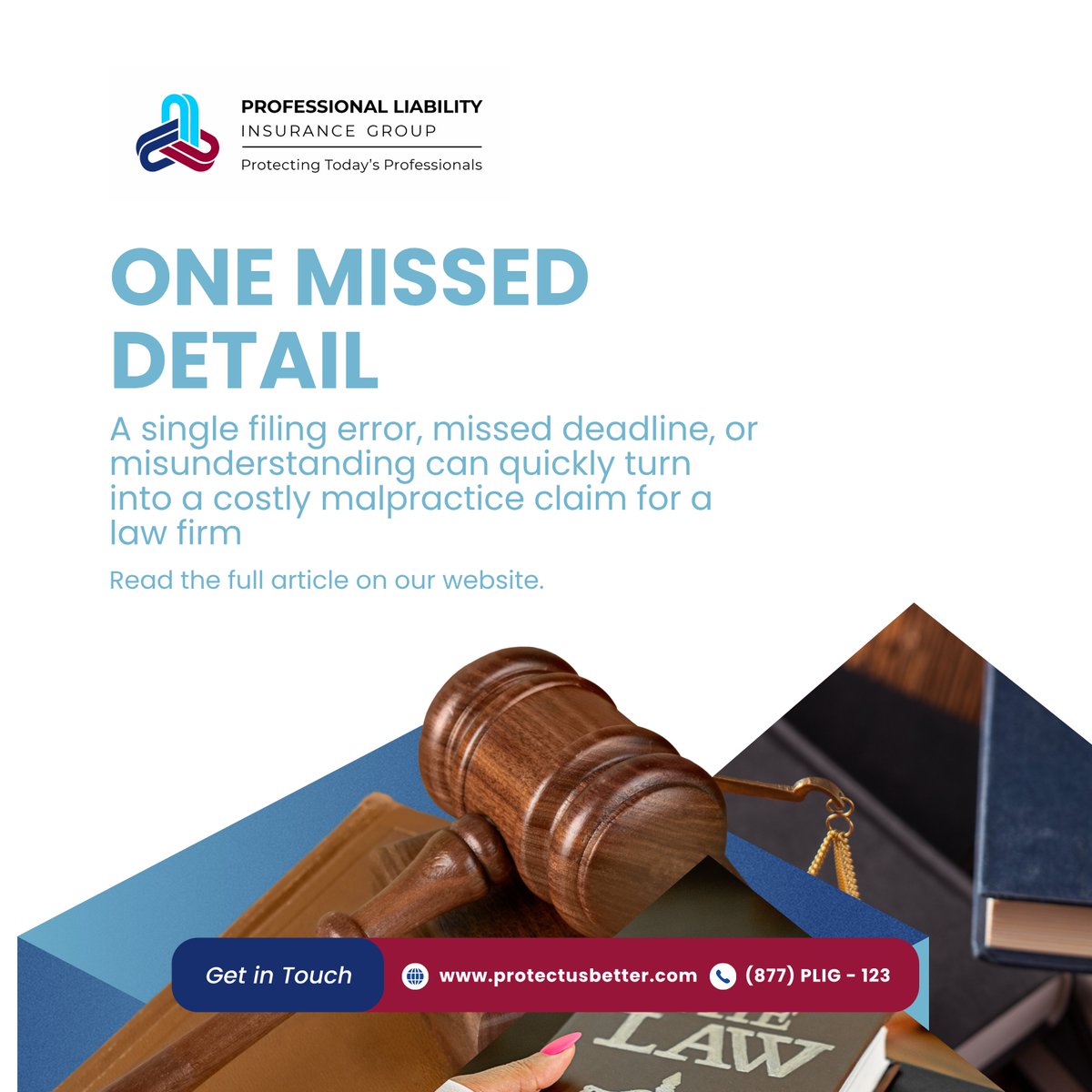 PLIG123's tweet photo. Most malpractice claims against attorneys do not start with a major mistake.

Sometimes it is a missed deadline, a misunderstanding, or a client unhappy with the outcome.

Read more: https://t.co/j1TxC1t4DJ

#LawFirms #ProfessionalLiability https://t.co/BWNrE99RiD
