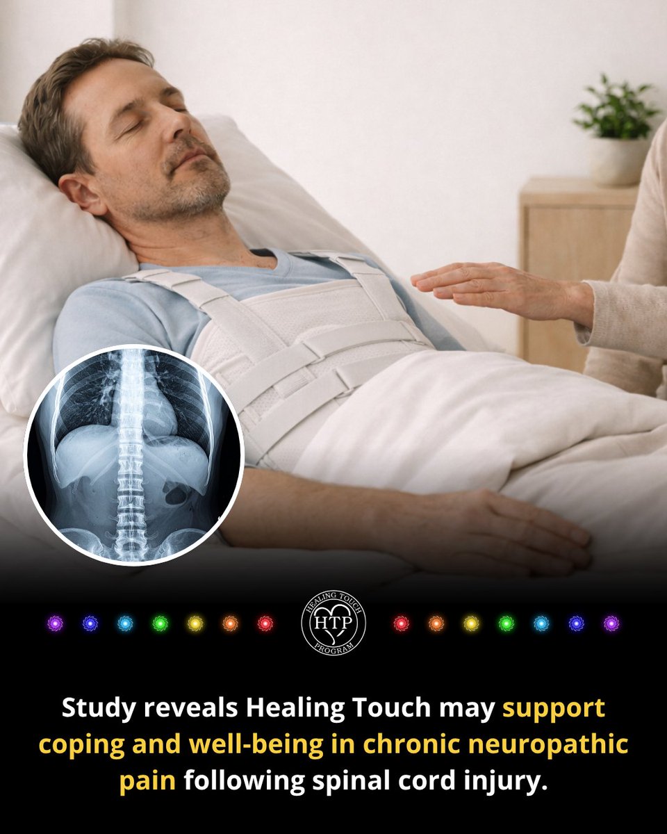 HTProgram's tweet photo. A pilot study found people with spinal cord injury receiving Healing Touch reported reduced pain interference and improved well-being compared with a relaxation group. Small preliminary study only.
https://t.co/HK53kHWoLQ
#HealingTouch #NeuropathicPain https://t.co/3cUOPxB5yd