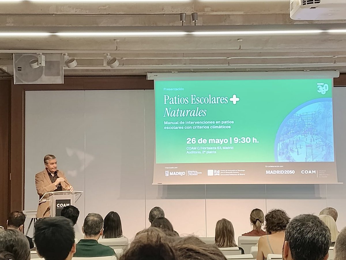 ppAlcorcon's tweet photo. Los patios de los colegios pueden y deben ser acogedores y @AlmeidaPP_  lo tiene muy claro 💙

Extraordinaria jornada de presentación de la Guía "Patios escolares con criterios climáticos”🌳 organizada por @COAMadrid y @MADRID https://t.co/fiImKuTrMg