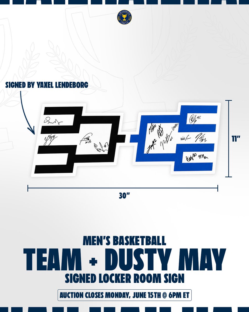 ChampCircleUofM's tweet photo. FROM THE VAULT: Locker Room Sign from the tournament. 

Signed by Coach Dusty May, Yaxel Lendeborg, and other members of the men’s basketball team. ✍️

Bid Now » https://t.co/btRv4A9Gy3 https://t.co/8Je5jq8sxJ