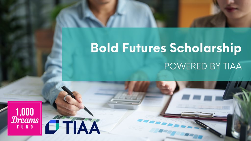 1000DreamsFund's tweet photo. FINAL WEEK to apply for the Bold Futures Scholarship Powered by @TIAA!

This is your chance to receive scholarship support and connect your academic journey to future career opportunities.

If you’re a student pursuing a degree connected to finance, technology, business, compliance, HR, marketing, and more - don’t miss this.

Your bold future starts now. https://t.co/jK1QMfME1N 💫