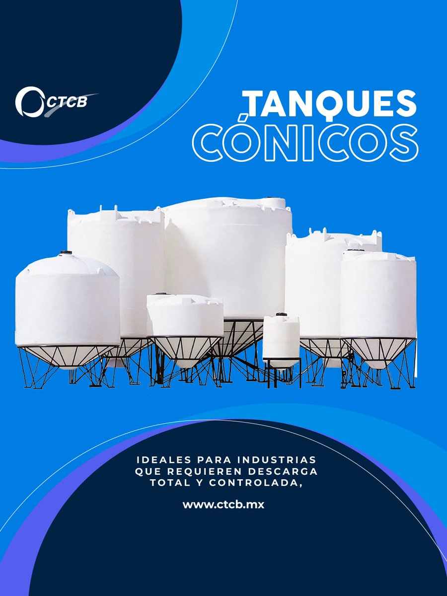 CTCB_MX's tweet photo. 🔻🛢️ Tanques Cónicos: precisión y eficiencia para cada proceso. Ideales para industrias que requieren descarga total y controlada, los tanques cónicos optimizan el manejo de líquidos y sólidos. ⚙️
Tenemos el tanque cónico ideal para tu operación. 🚀 https://t.co/C3G9btwqpu
#CTCB https://t.co/thtZlhDGcD