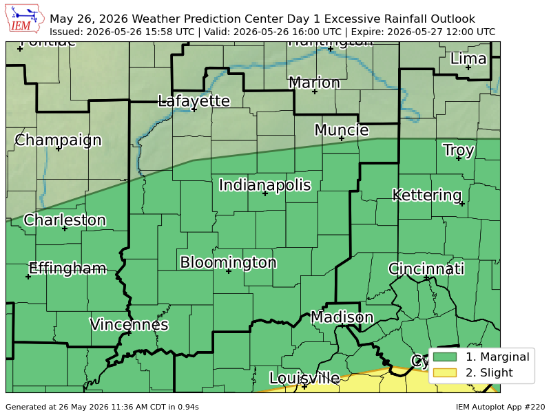 Wpc Riskmap WPC issues Day 1 Marginal Risk Excessive Rainfall Outlook at May 26, 15 ...