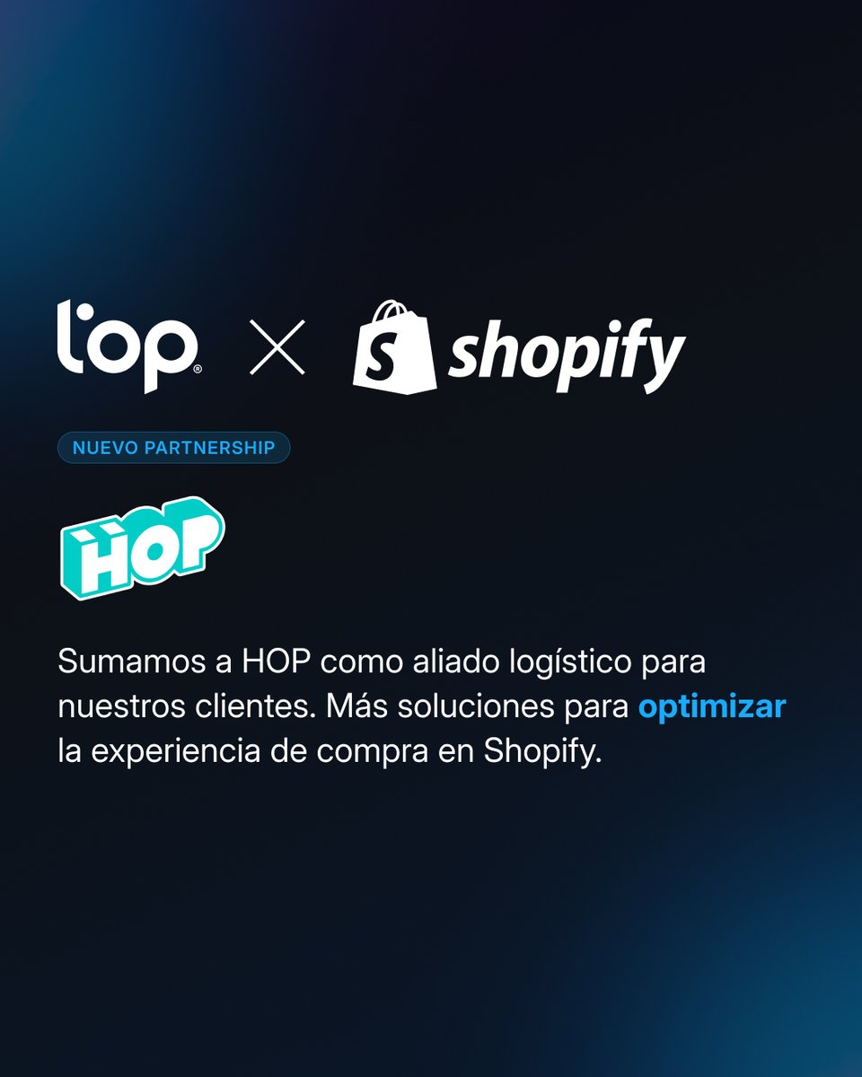 lopmultimedia's tweet photo. Nueva alianza para potenciar la logística en Shopify 🤝

Sumamos HOP a nuestro ecosistema de partners para acompañar a las marcas que buscan escalar con soluciones más ágiles, flexibles e integradas. 

Ya operativo en Argentina, Uruguay y Perú 🌎 https://t.co/Nbl4ftXVIu