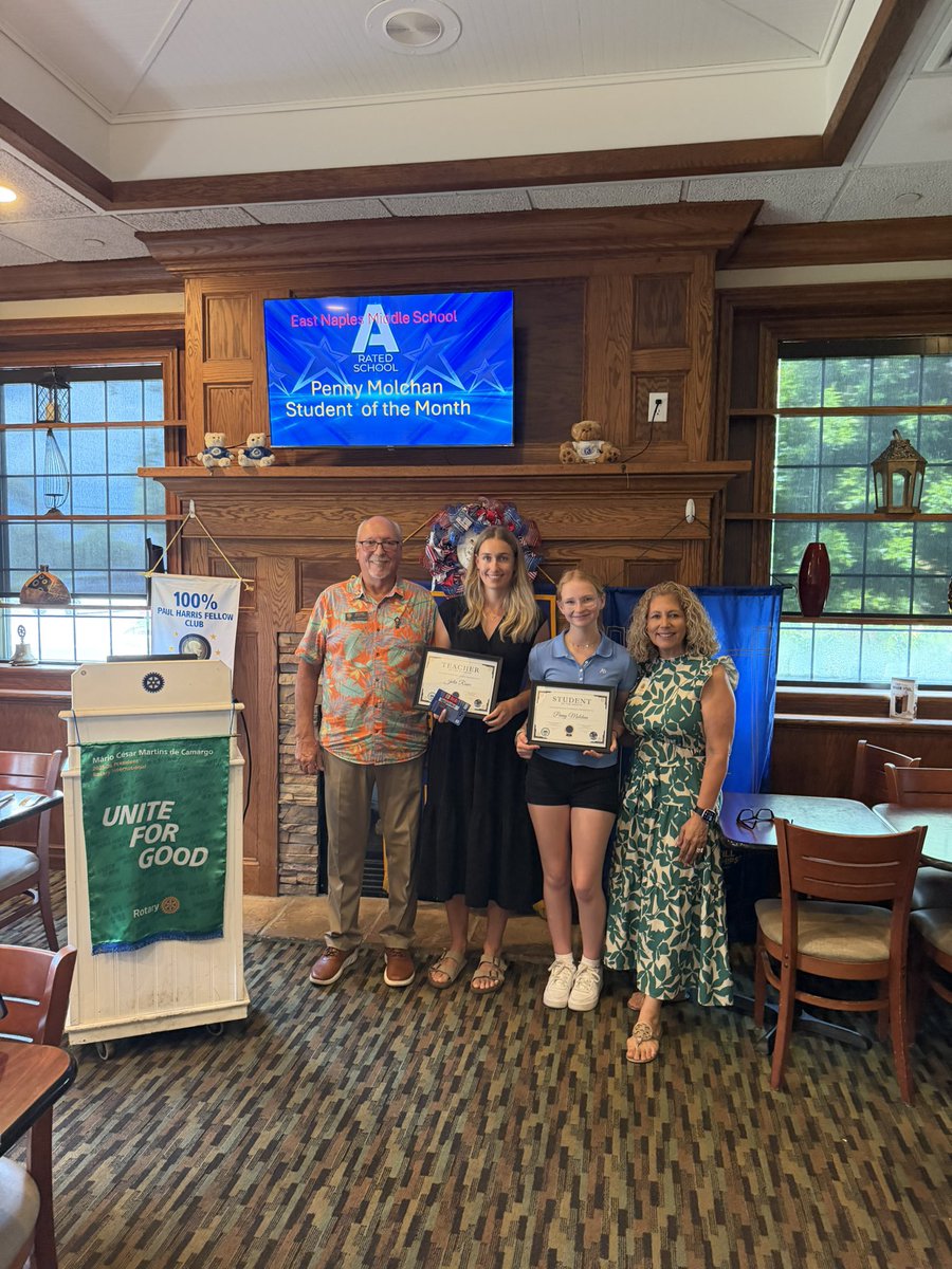 ENMGators's tweet photo. Congratulations to Penny and Ms. Ruwe for being recognized by Rotary Club of Naples Bay as Student and Teacher of the Month! We are gator proud of the both of you!🐊 https://t.co/IJCEMHinYW